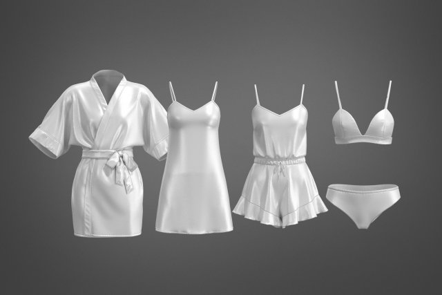 Set Clothing high-poly Nightwear 3D 모델 .c4d .max .obj .3ds .fbx .stl .blend 