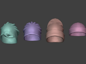 Set Clothing high-poly Knit Hats Modelo 3D