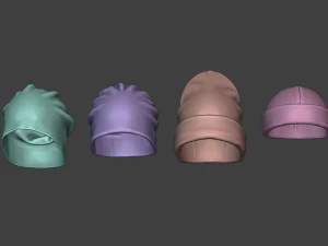 Set Clothing high-poly Knit Hats 3D Model