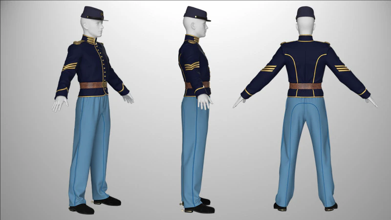 Одежда высокополигональная униформа Федеральной кавалерии 3D Модель .c4d .max .obj .3ds .fbx .stl .blend