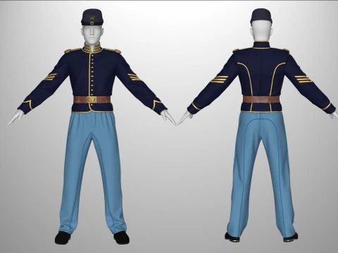 Одежда высокополигональная униформа Федеральной кавалерии 3D Модель