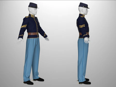 Одежда высокополигональная униформа Федеральной кавалерии 3D Модель