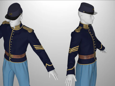 Одежда высокополигональная униформа Федеральной кавалерии 3D Модель