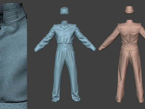 Одежда высокополигональная униформа Федеральной кавалерии 3D Модель