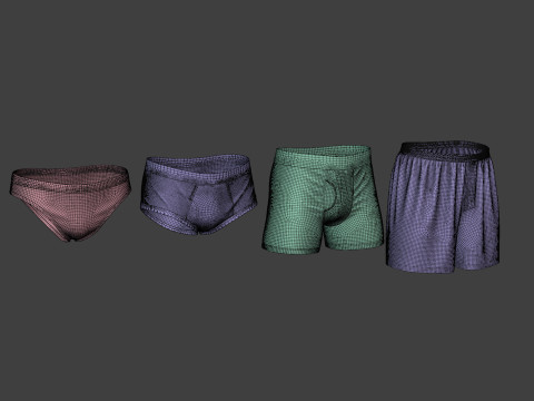 S Set Clothing high-poly Mans Underwear 3D Model