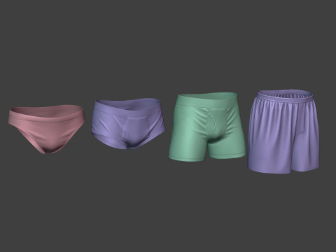 S Set Clothing high-poly Mans Underwear 3D Model