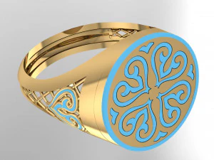 Cincin meterai dalam gaya Kazakh Model 3D