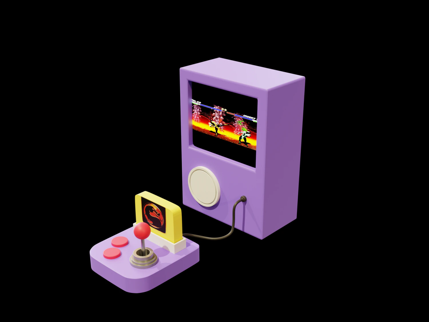 Retro Cartoon-like Gaming Console 3D Model .c4d .max .obj .3ds .fbx .stl .blend 