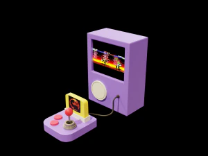 Console da gioco retrò in stile cartone animato Modello 3D