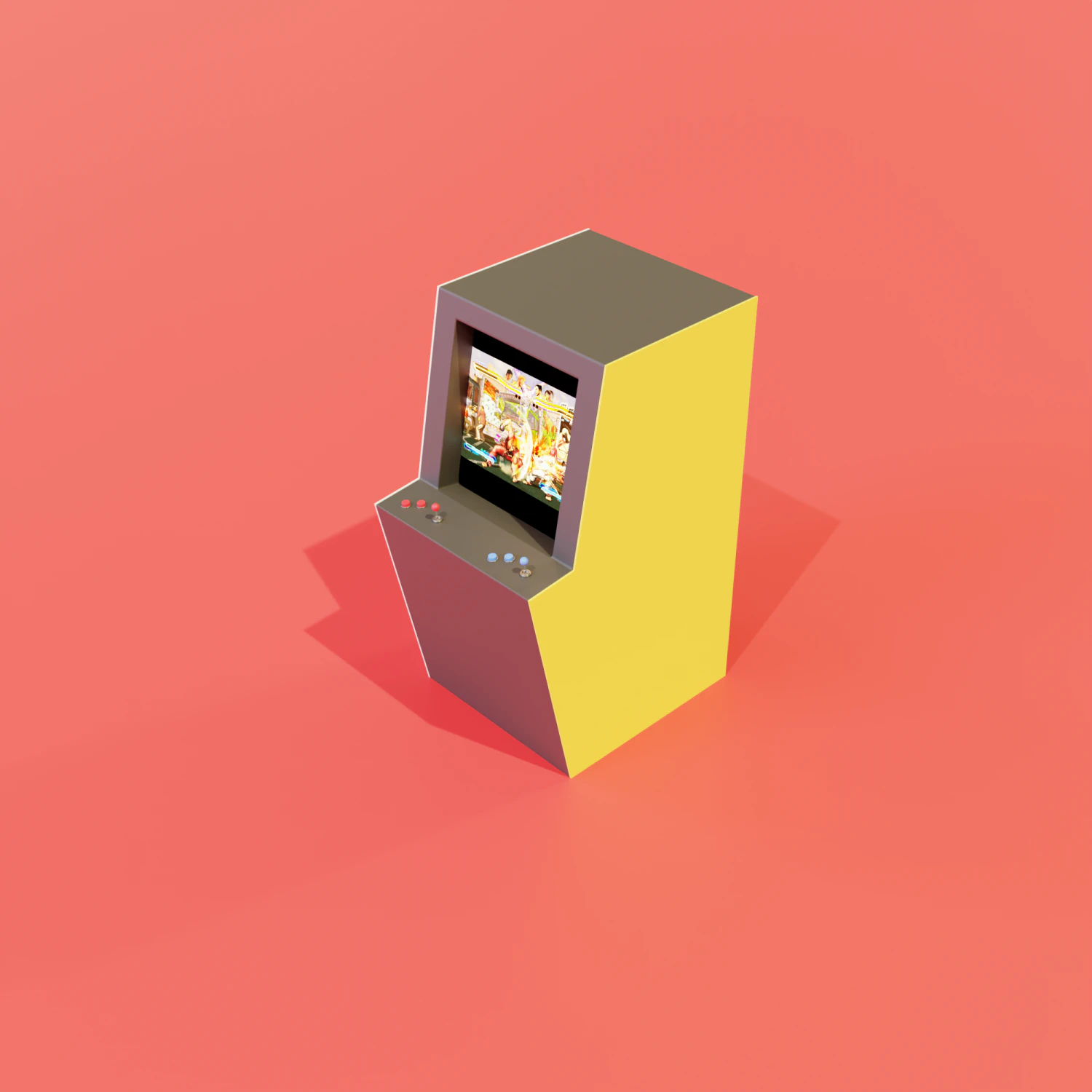 LOW-POLY Arcade Free Asset 3D Model .c4d .max .obj .3ds .fbx .stl .blend 