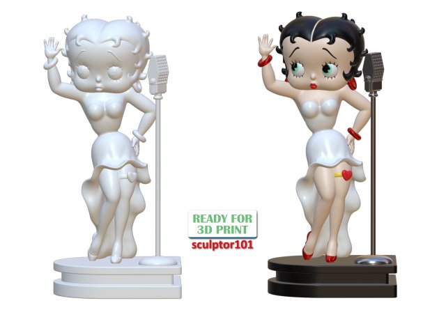Betty Boop Singing on the Stage 3D sculpting 3D print model Modelo de  Impressão 3D in mulher 3DExport