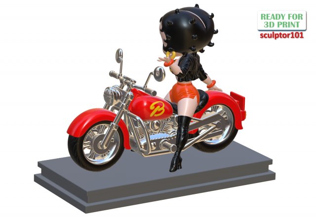 Betty Boop the Biker 3D sculpting 3D print model 3D Print Model