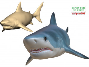 Grate White Shark 3D sculpting Printable Model 3D Print Model