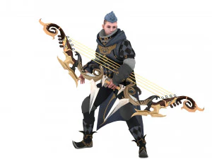 3D Archer Rigged Hair 3D Model