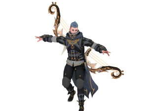 3D Archer Rigged Hair 3D Model
