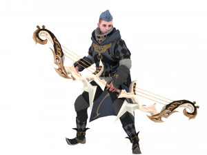 3D Archer Rigged Hair 3D Model
