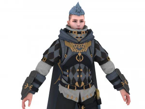3D Archer Rigged Hair 3D Model