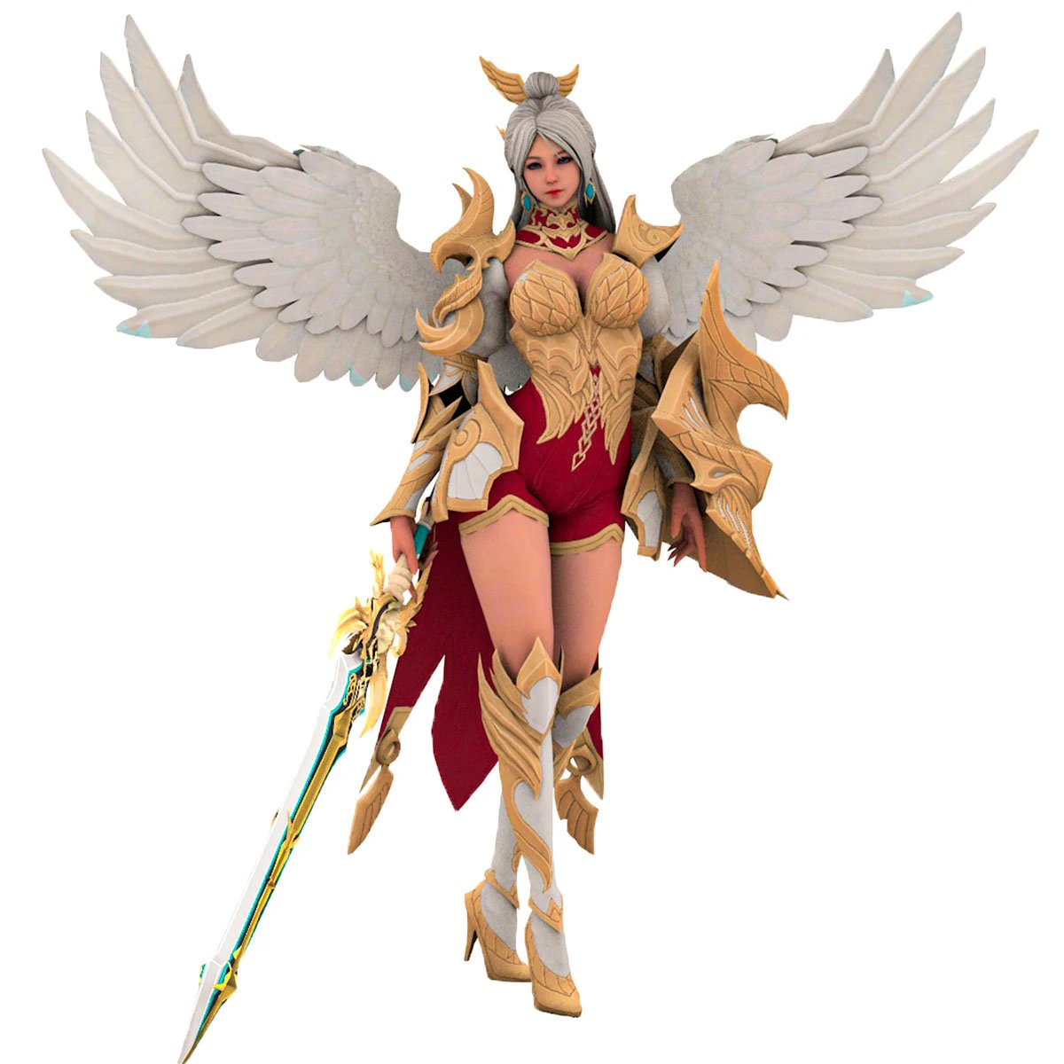 Evora Angel Female Character 3D Model .c4d .max .obj .3ds .fbx .stl .blend