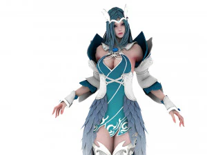 CG Woman warrior beauty female character Low-poly 3D Model