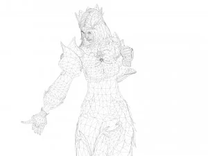 CG Woman warrior beauty female character Low-poly 3D Model