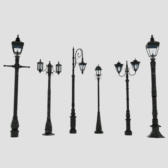StreetLamps6Pack Vol 1 Modello 3D .c4d .max .obj .3ds .fbx .stl .blend 