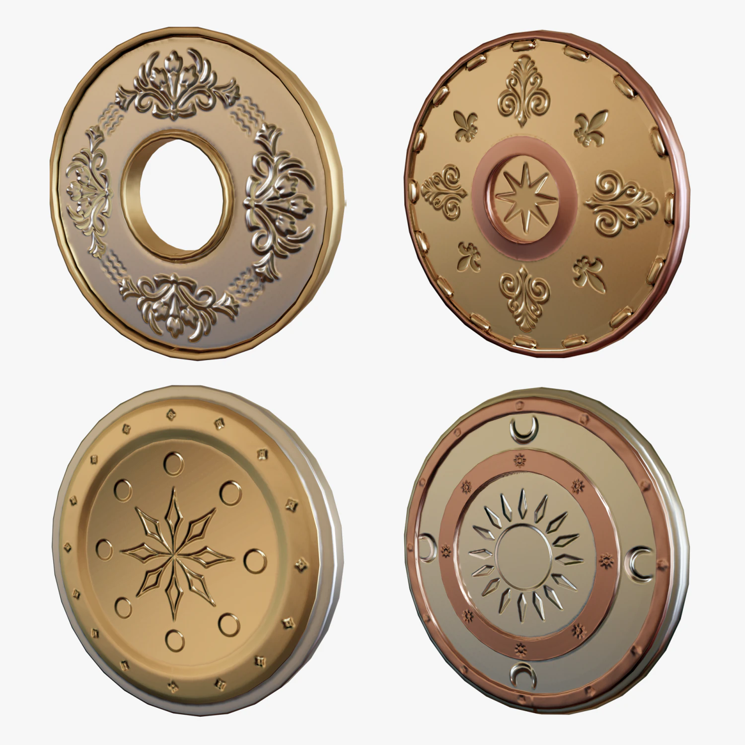 Metallic Coins Pack01 3D Model .c4d .max .obj .3ds .fbx .stl .blend 