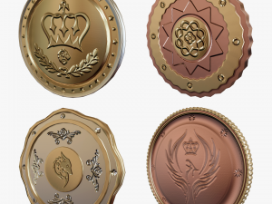 Metallic Coins Pack02 3D Model