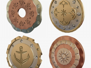 Metallic Coins Pack03 3D Model