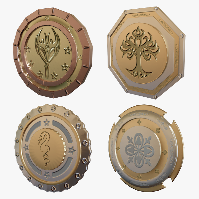 Metallic Coins Pack04 3D 模型 .c4d .max .obj .3ds .fbx .stl .blend 