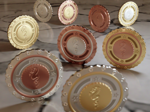 Metallic Coins Pack04 3D 模型