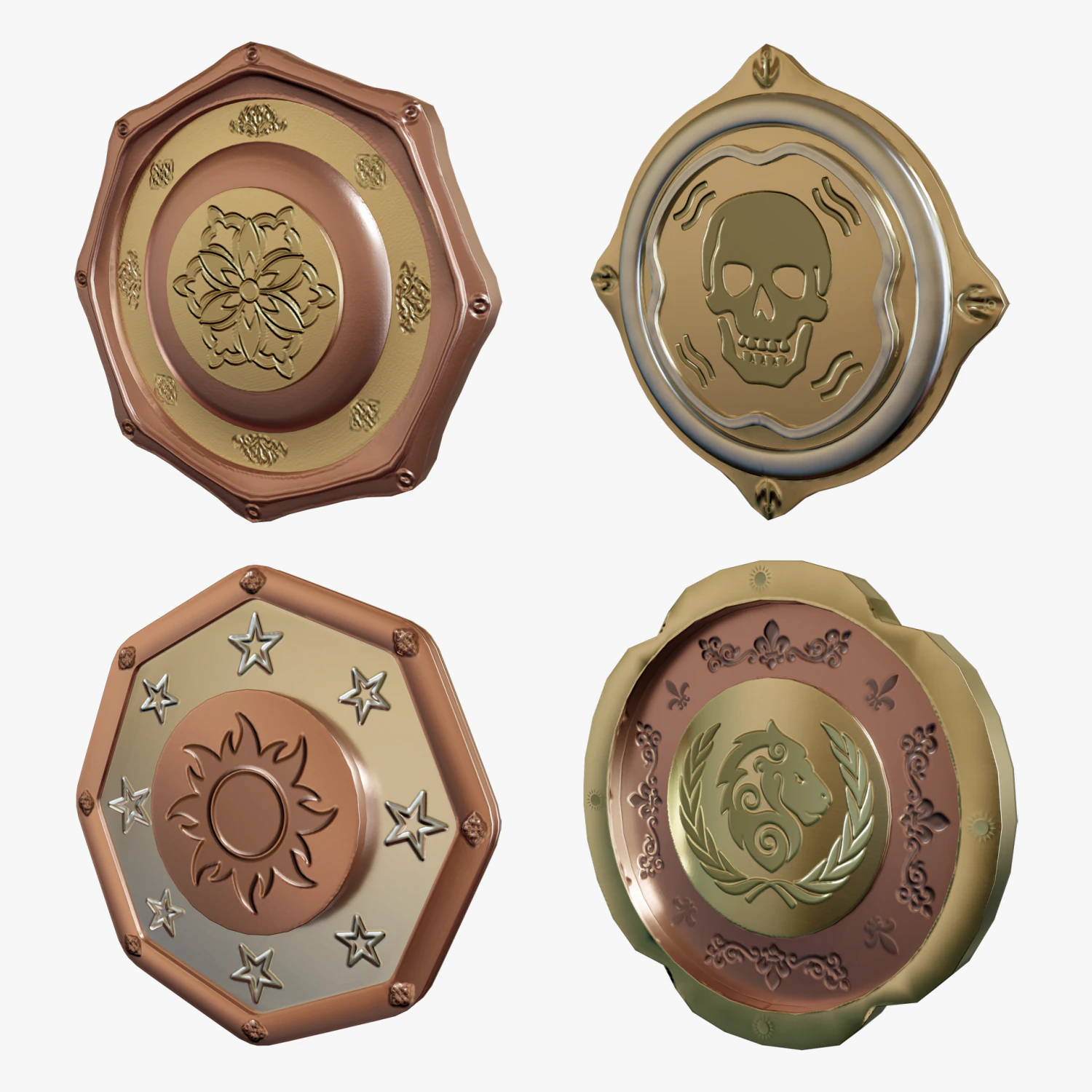 Metallic Coins Pack05 3D Model .c4d .max .obj .3ds .fbx .stl .blend 