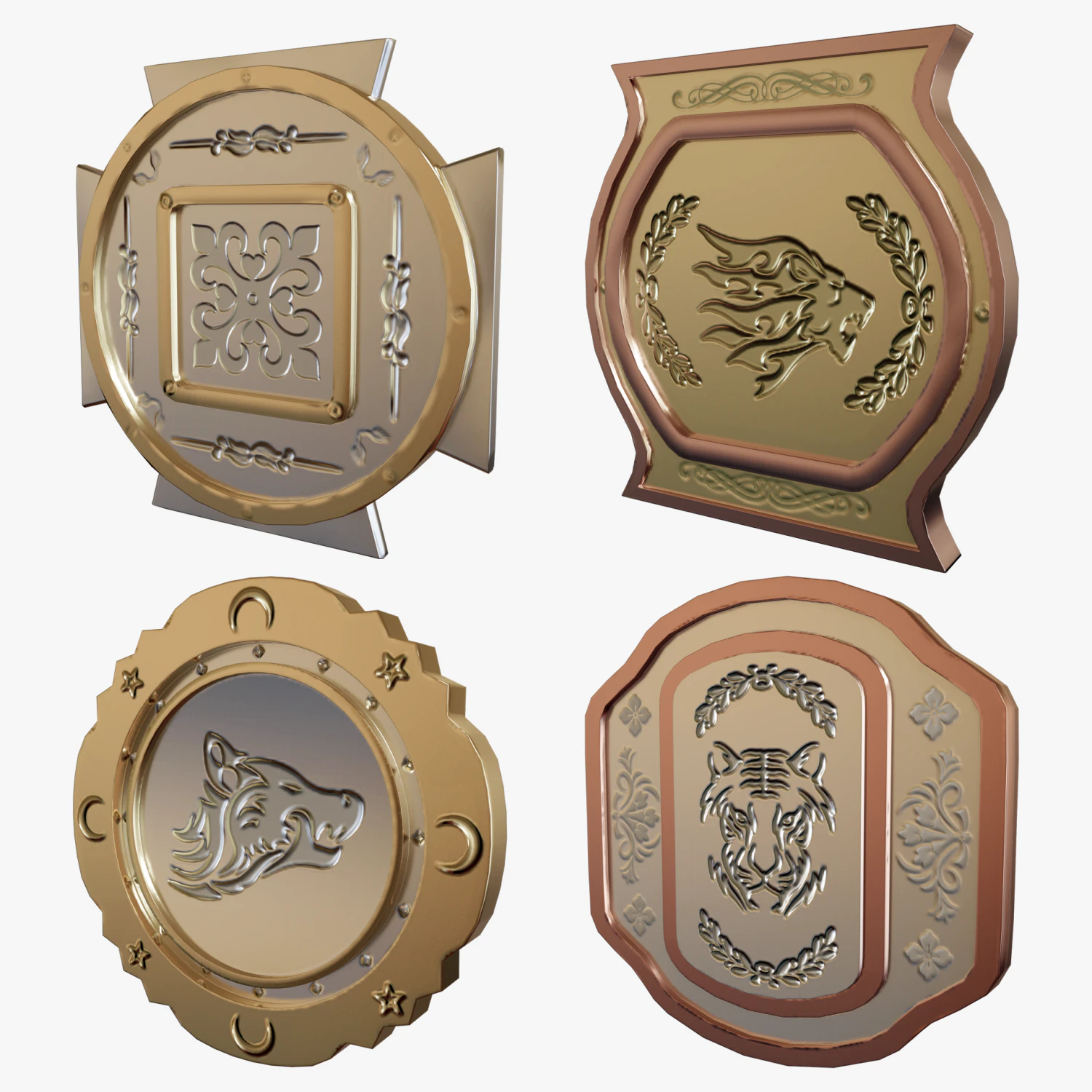 Metallic Coins Pack06 3D Model .c4d .max .obj .3ds .fbx .stl .blend 