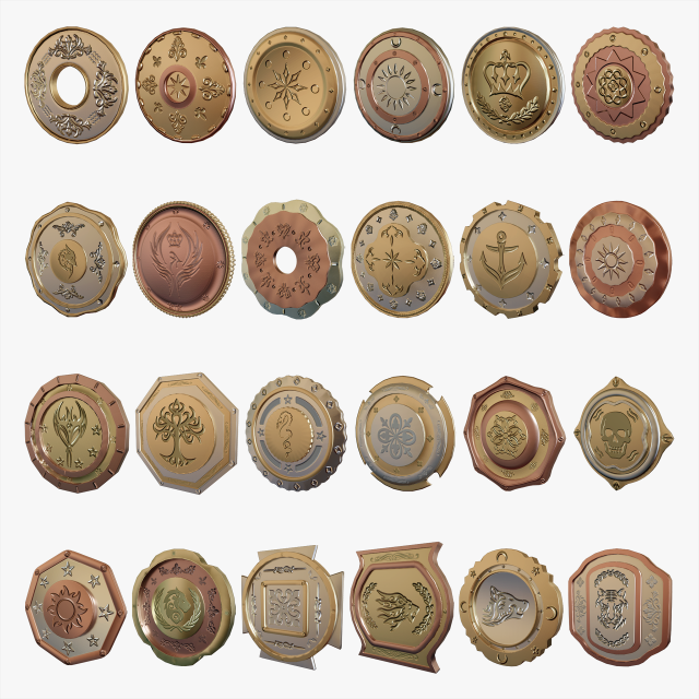 Metallic Coins Full Pack 3D Model .c4d .max .obj .3ds .fbx .stl .blend 