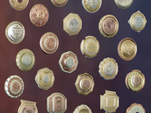 Metallic Coins Full Pack 3D Model