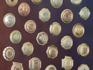 Metallic Coins Full Pack 3D Model