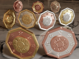 Metallic Coins Full Pack 3D Model