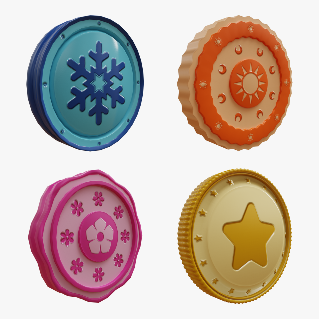 Cartoon Coins Pack02 3D 模型 .c4d .max .obj .3ds .fbx .stl .blend 