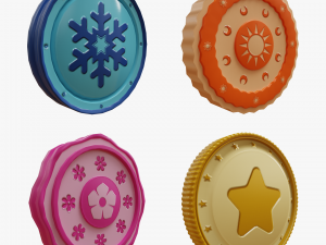 Cartoon Coins Pack02 3D Model