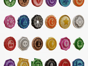 Confezione completa di monete dei cartoni animati Modello 3D