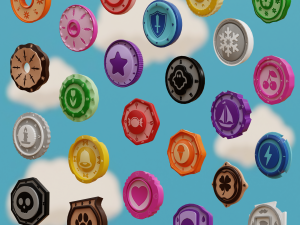 Cartoon Coins Full Pack 3D Model