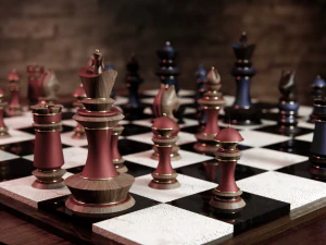 Chess Table Set 3D Model