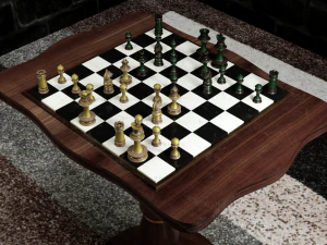 Chess Table Set 3D Model