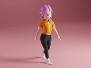 Lowpoly weiblicher Elf mit moderner Kleidung 3D Modell