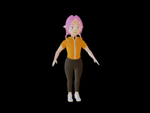 Lowpoly Female Elf with Modern Clothes 3D Model
