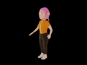 Lowpoly Female Elf with Modern Clothes 3D Model