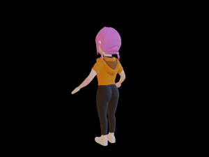 Lowpoly Female Elf with Modern Clothes 3D Model
