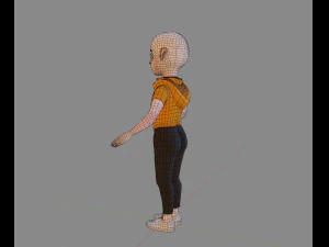 Lowpoly Female Elf with Modern Clothes 3D Model