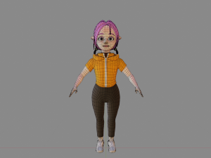 Lowpoly Female Elf with Modern Clothes Model 3D