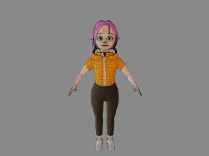 Lowpoly Female Elf with Modern Clothes 3D Model