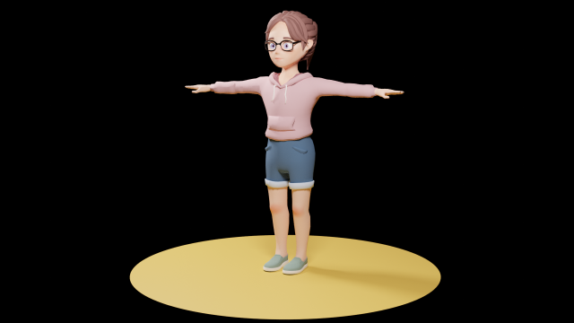Lowpoly Cartoon Girl with Glasses 3D Model .c4d .max .obj .3ds .fbx .stl .blend 